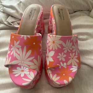 Valerria Pink and Orange Floral Wedge Sandal